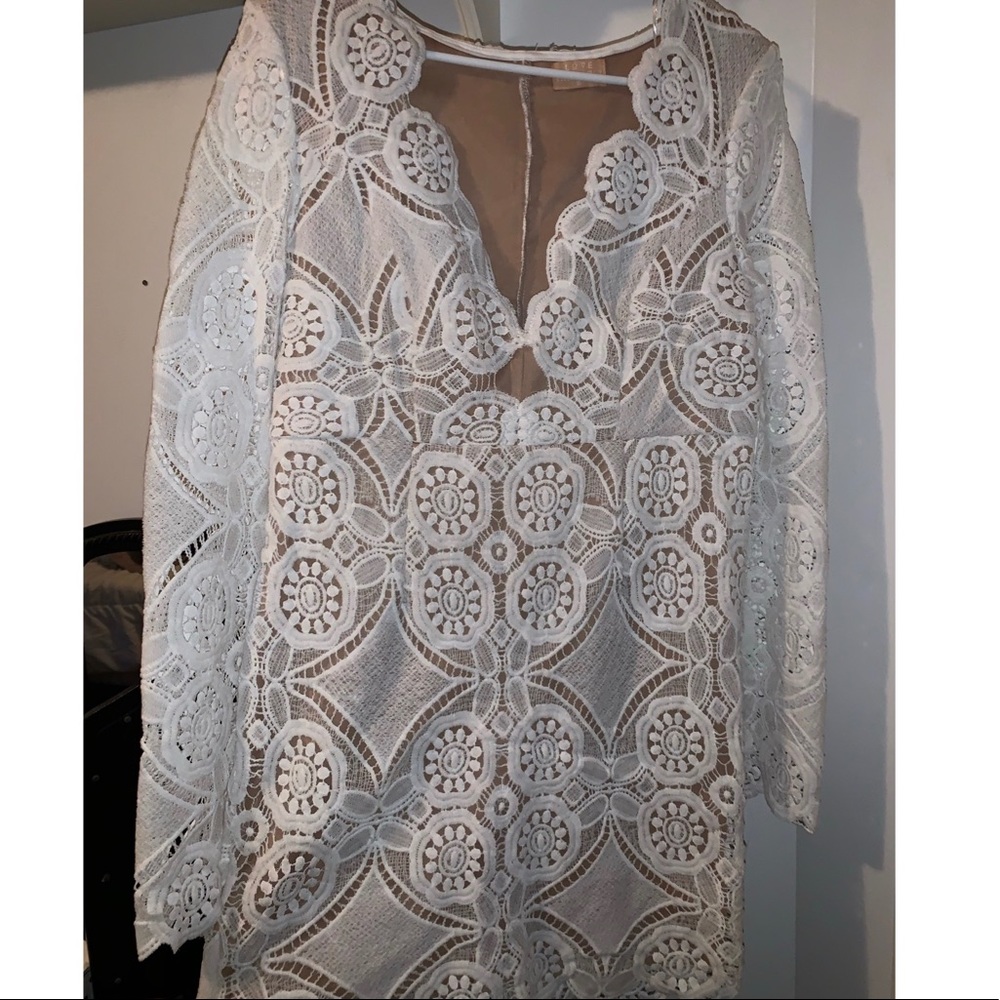 Love Triangle Formal White Lace Dress